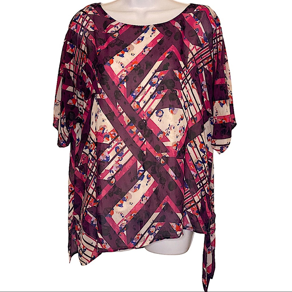 Dana Buchman Two-Layer Asymmetrical Blouse Large